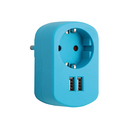 ADAPTADOR COMBI 1 TOMA 16A 250V Y 2 PUERTOS USB 2,1A AZUL CARIBE SIMON