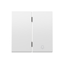 Touche double pour groupe de 1 commutateur et 1 poussoir avec gravure cloche basculante blanc mat Simon 360