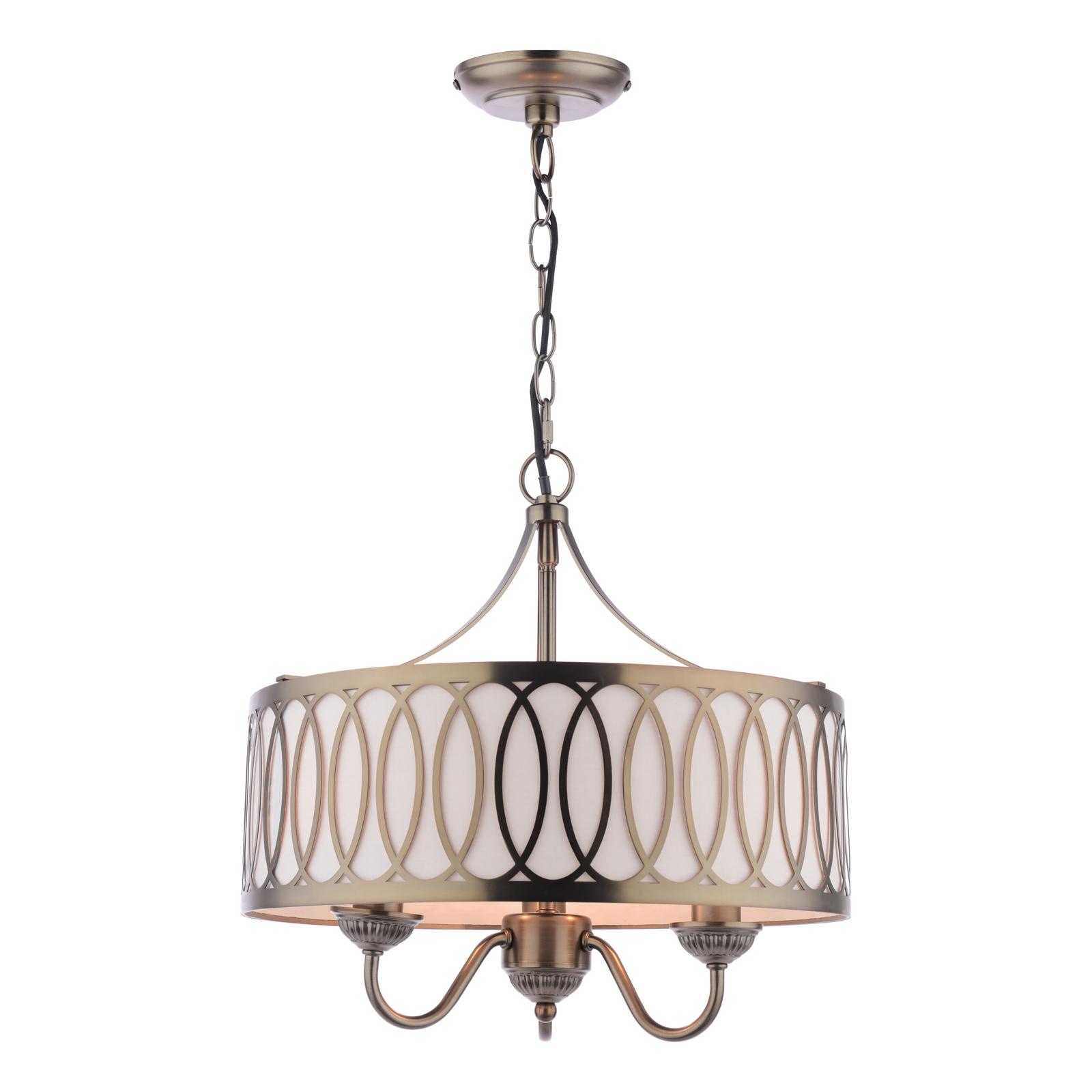 Laura Ashley Allerford 3 Light Ceiling Pendant In Satin Bronze and Taupe Inner Shade LA3756646-Q
