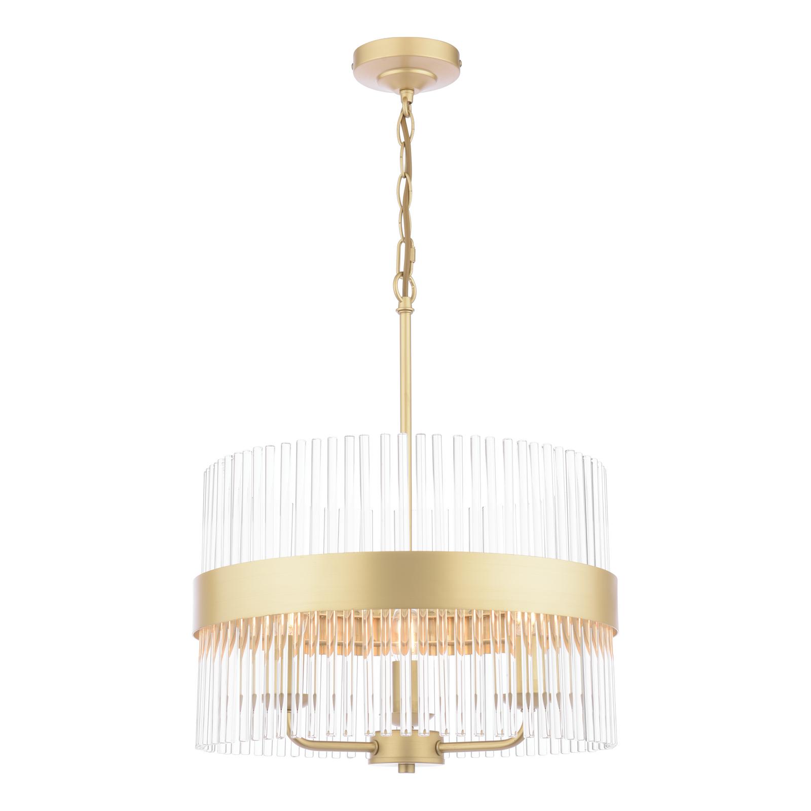 Laura Ashley Alexa 3 Light Ceiling Pendant Light In Matt Antique Brass Finish With Glass Rods LA3756654-Q