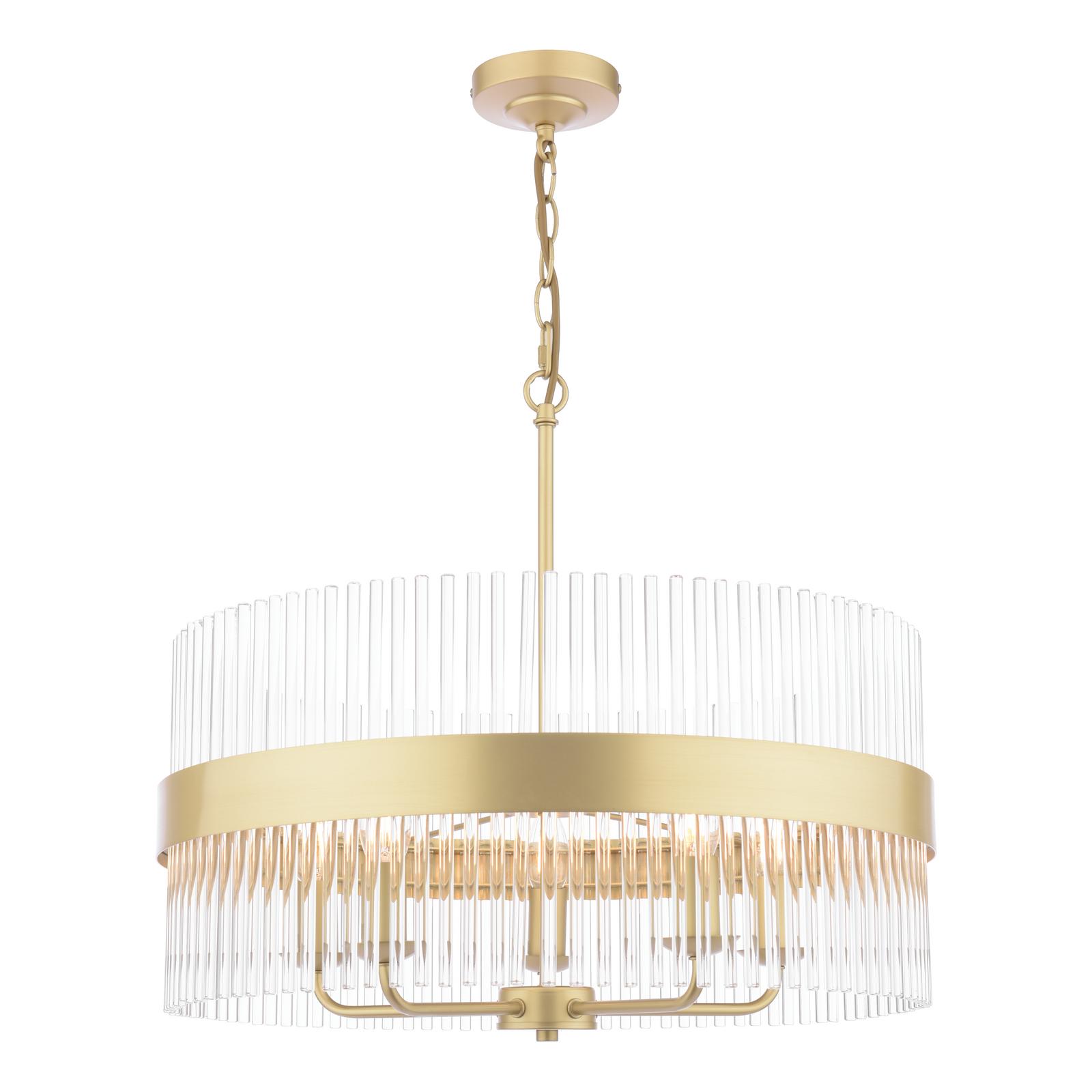 Laura Ashley Alexa 5 Light Ceiling Pendant Light In Matt Antique Brass Finish With Glass Rods LA3756655-Q
