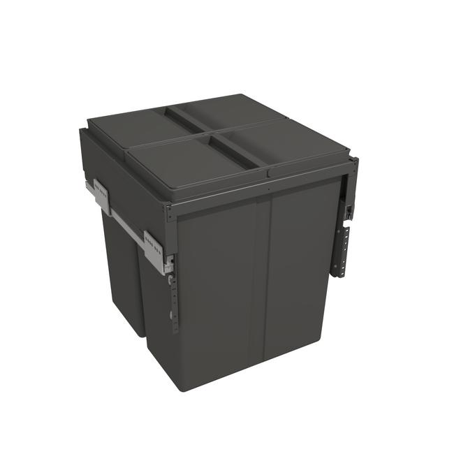 Pull-Out Waste Bin With Plastic Lid, 2 x 40 Litre Bins