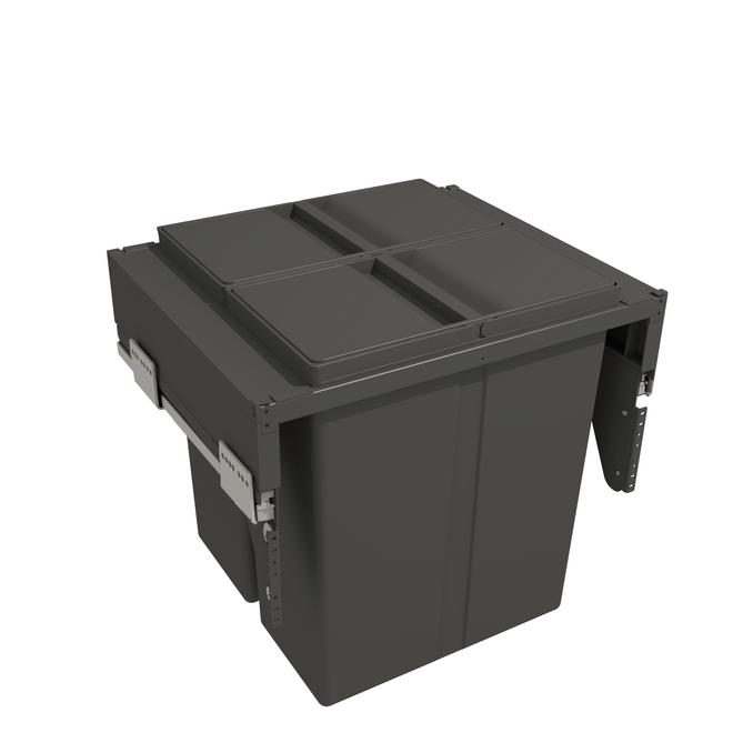 Pull-Out Waste Bin With Plastic Lid, 2 x 40 Litre Bins