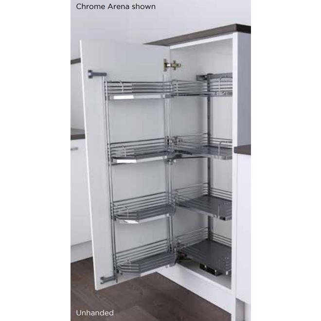 Style tandem larder unit, studio height, 600mm wide, silver/chrome