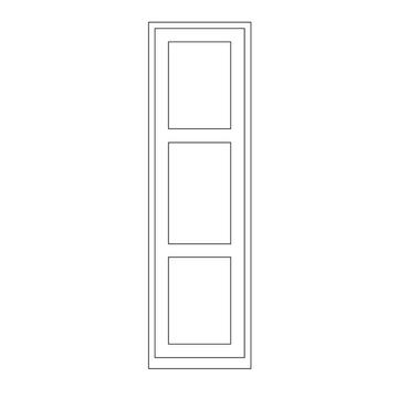 1909 Ovolo Beaded Combination Door, 2018x395mm, incl fixed bottom rail, 2 crossrail