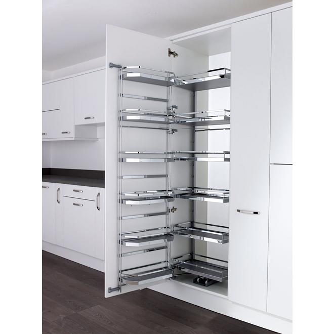 Style tandem larder unit, 600mm wide, silver/chrome