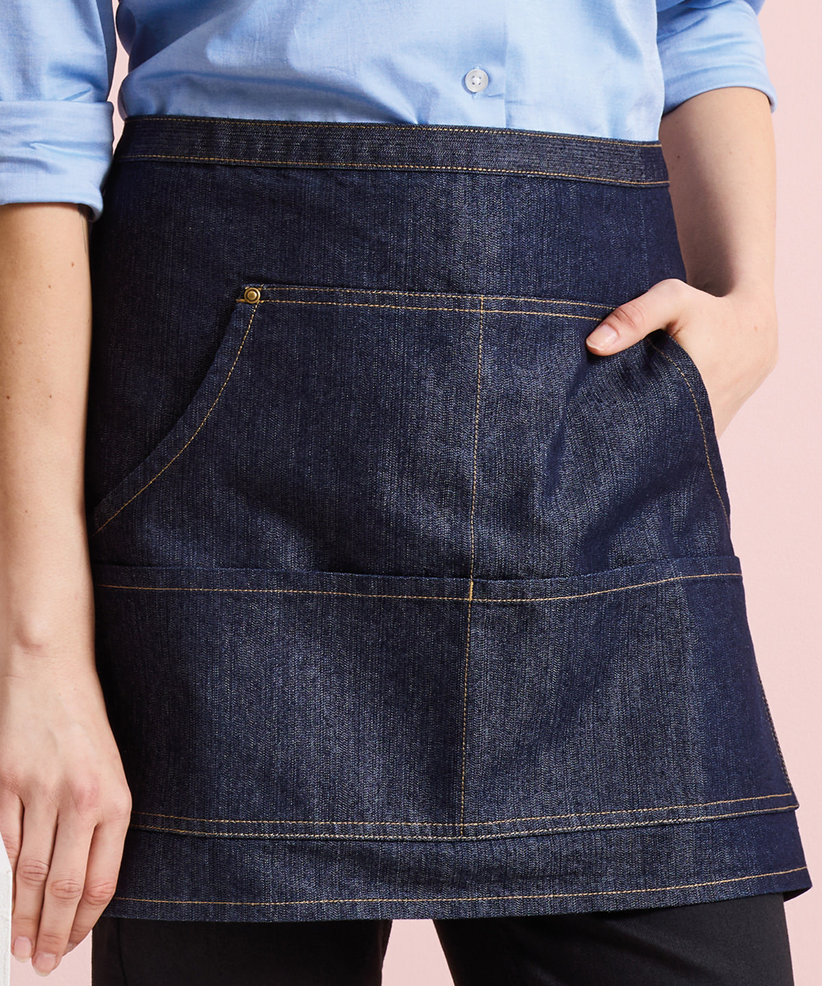 Jeans stitch denim waist apron Jeans stitch denim waist apron
