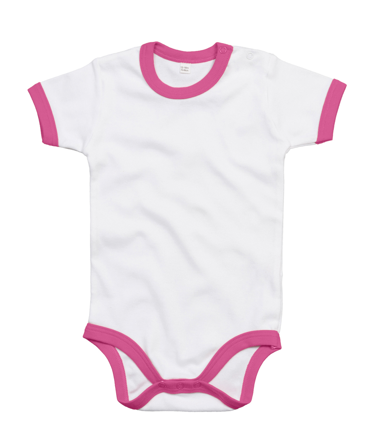Ringer Bodysuit Organic White/Bubblegum Pink Size 1218