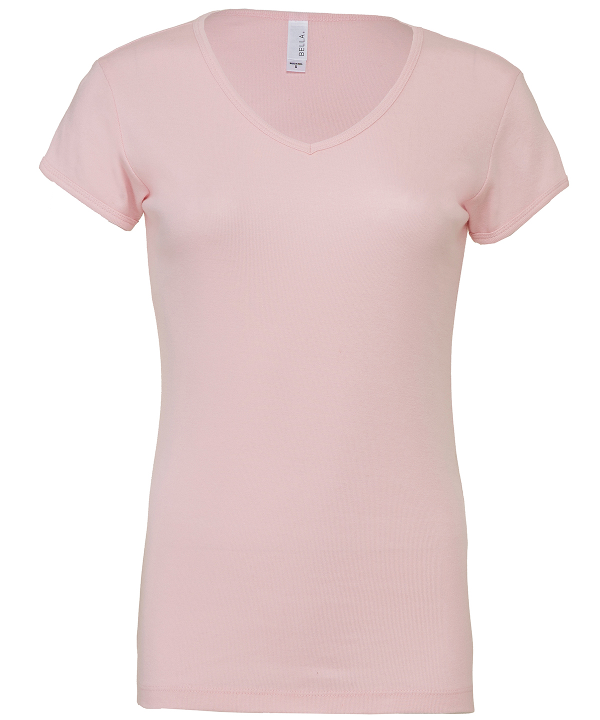 Baby rib short sleeve v-neck t-shirt