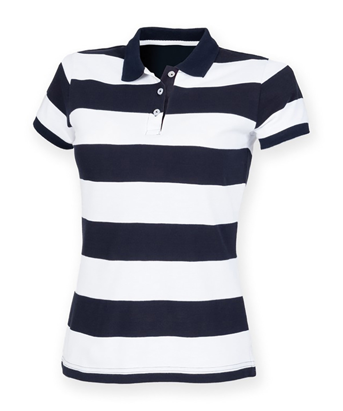 Women's striped piqué polo shirt