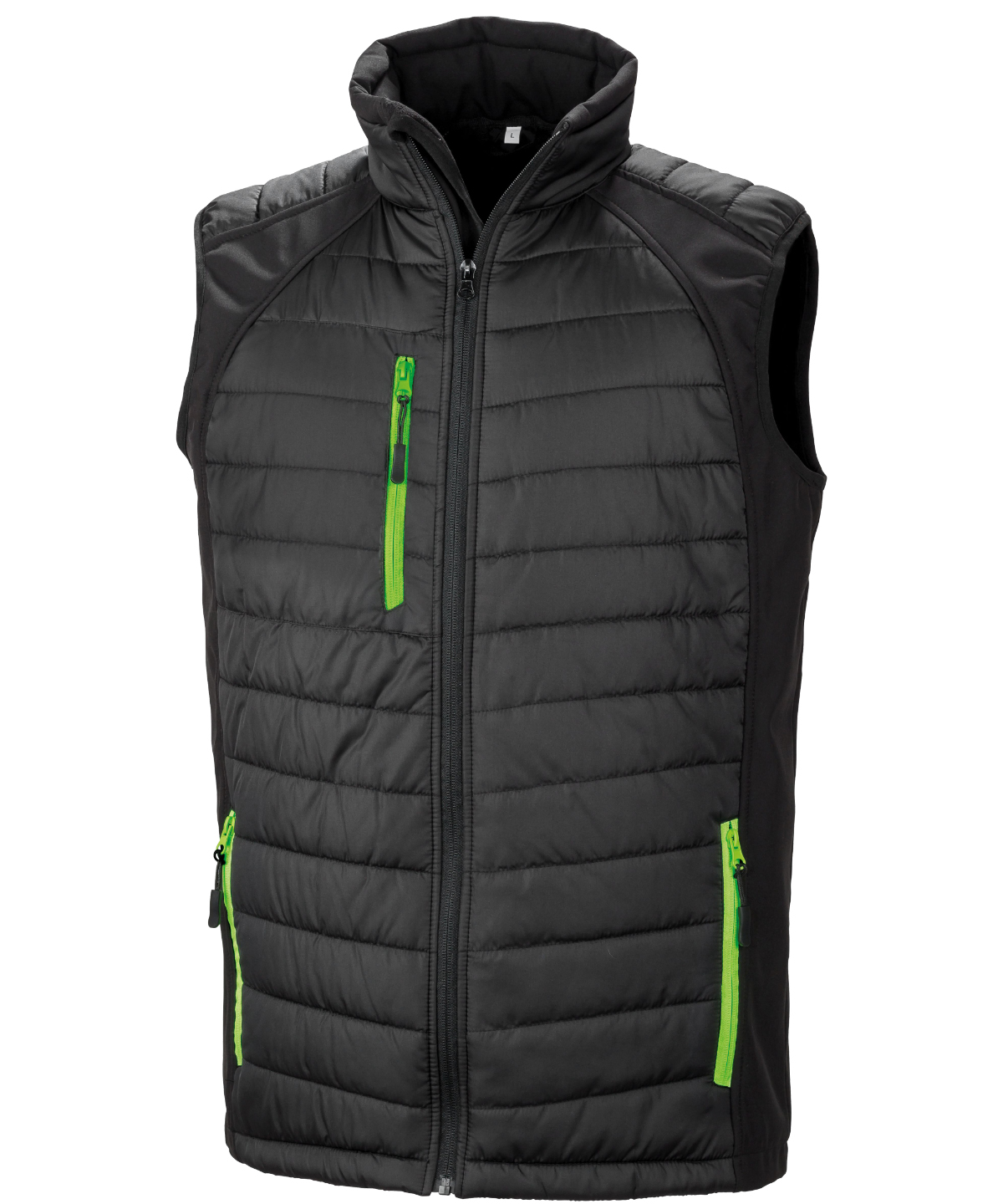 Compass Padded Softshell Gilet Black/Lime Size 2XLarge