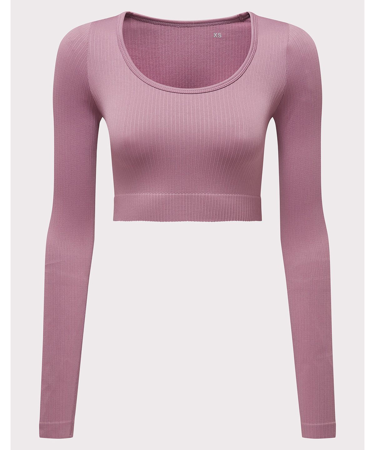 Womens Tridri Ribbed Seamless '3D Fit' Crop Top Mauve Size Large