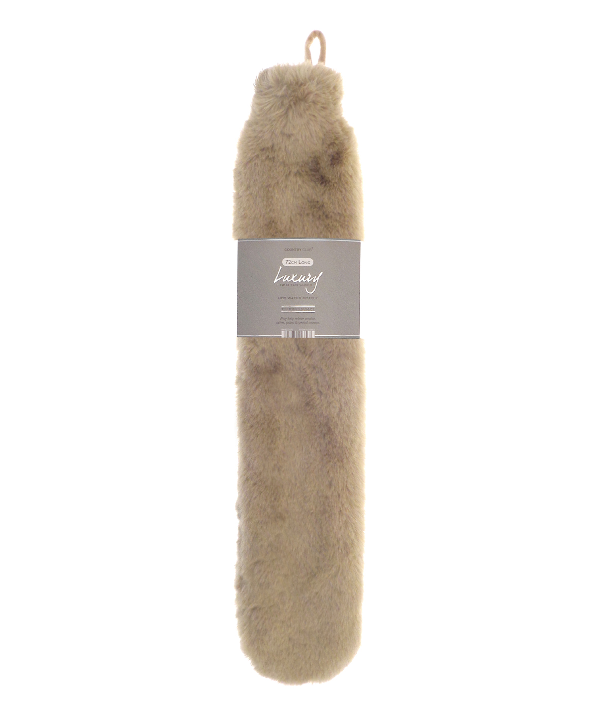 Super luxury faux fur long hot water bottle and cover, front