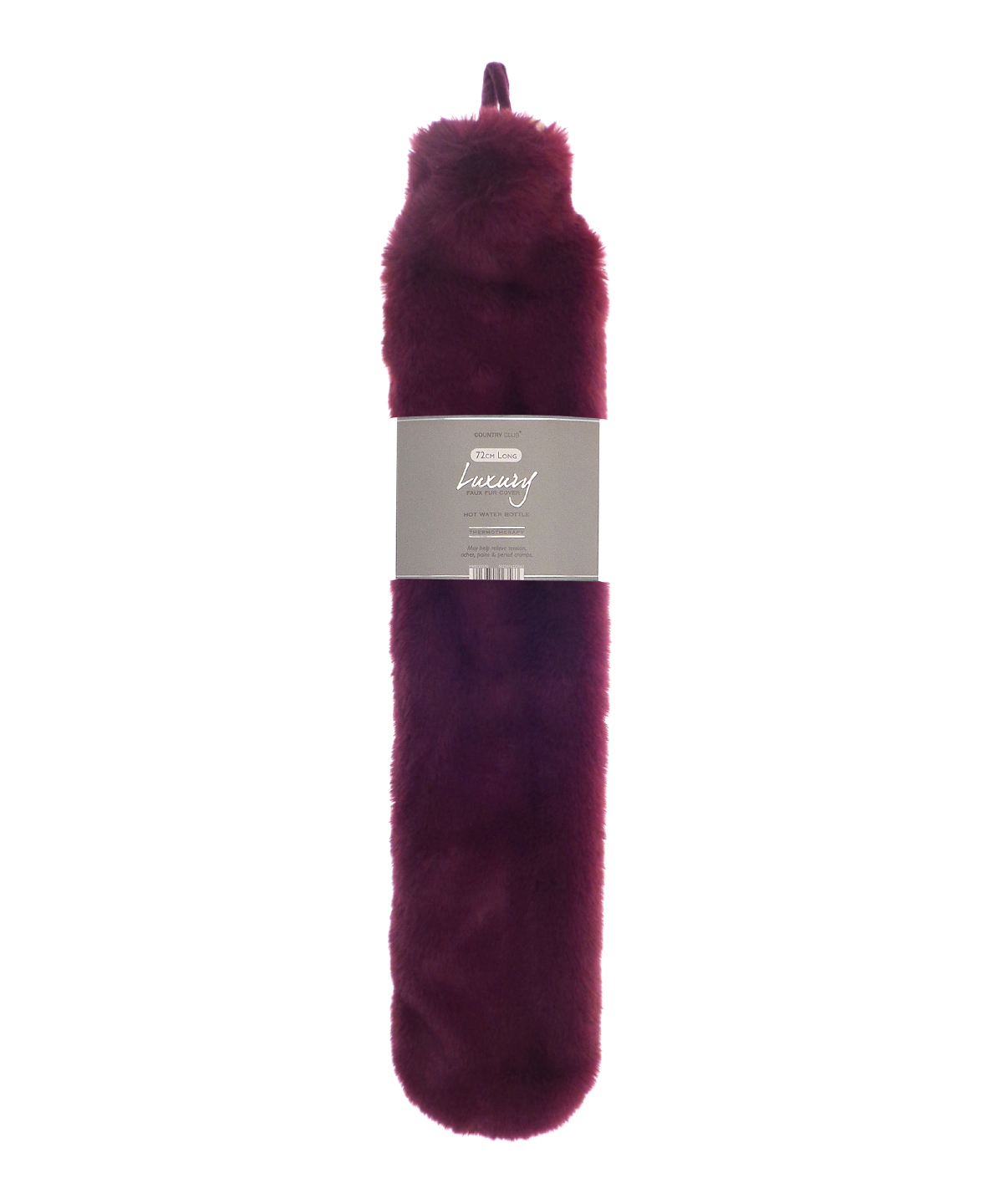 Super luxury faux fur long hot water bottle and cover, front