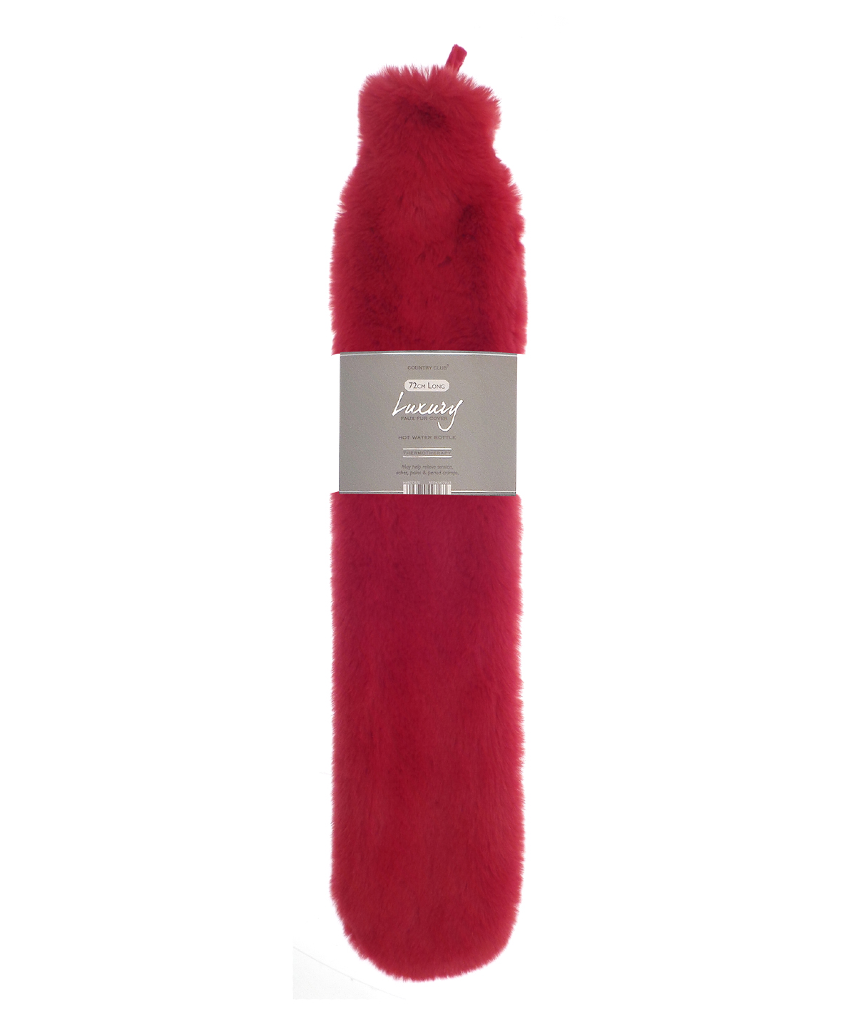 Super luxury faux fur long hot water bottle and cover, front