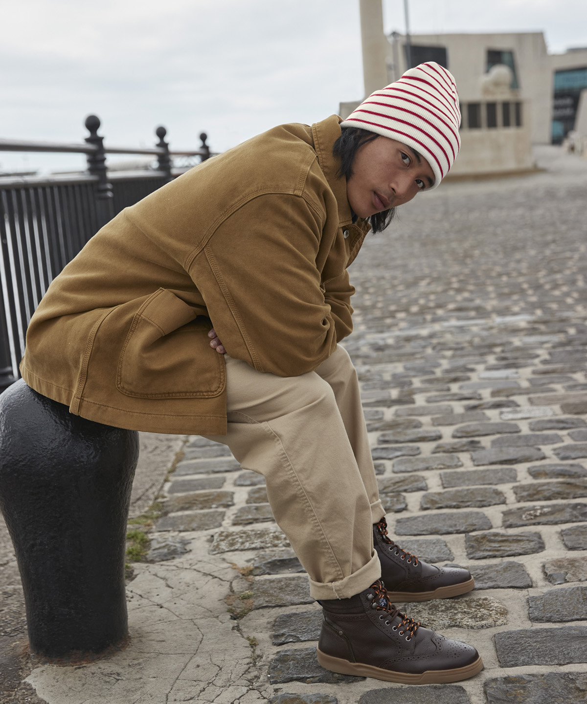 Original deep-cuffed striped beanie