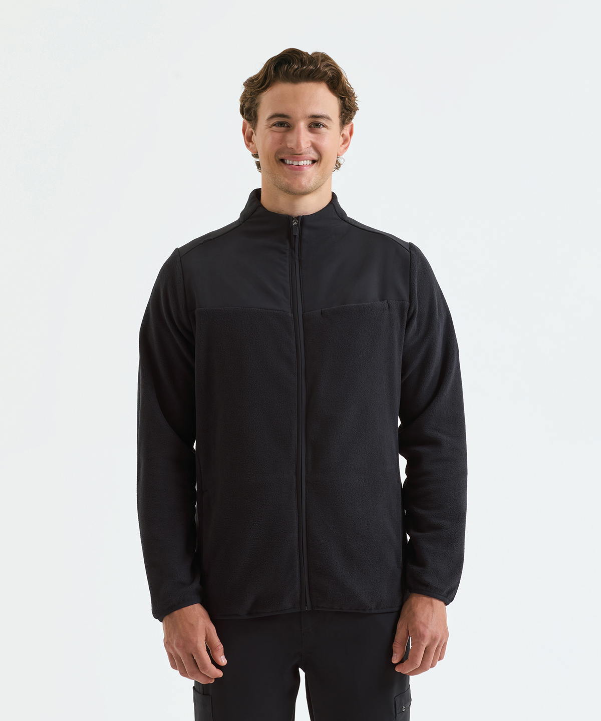 'Agility' men's panelled fleece jacket worn