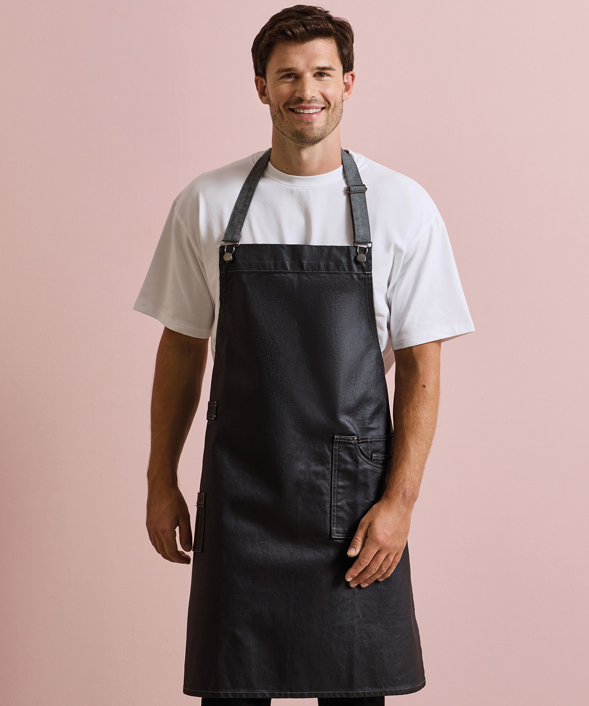 District waxed-look denim bib apron District waxed-look denim bib apron