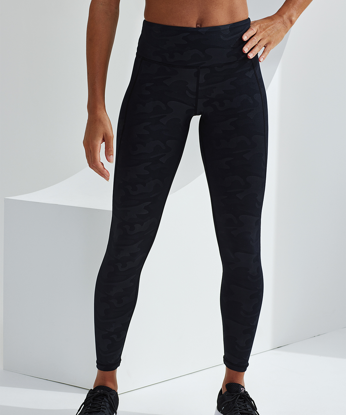Women's TriDri® performance camo leggings full-length worn
