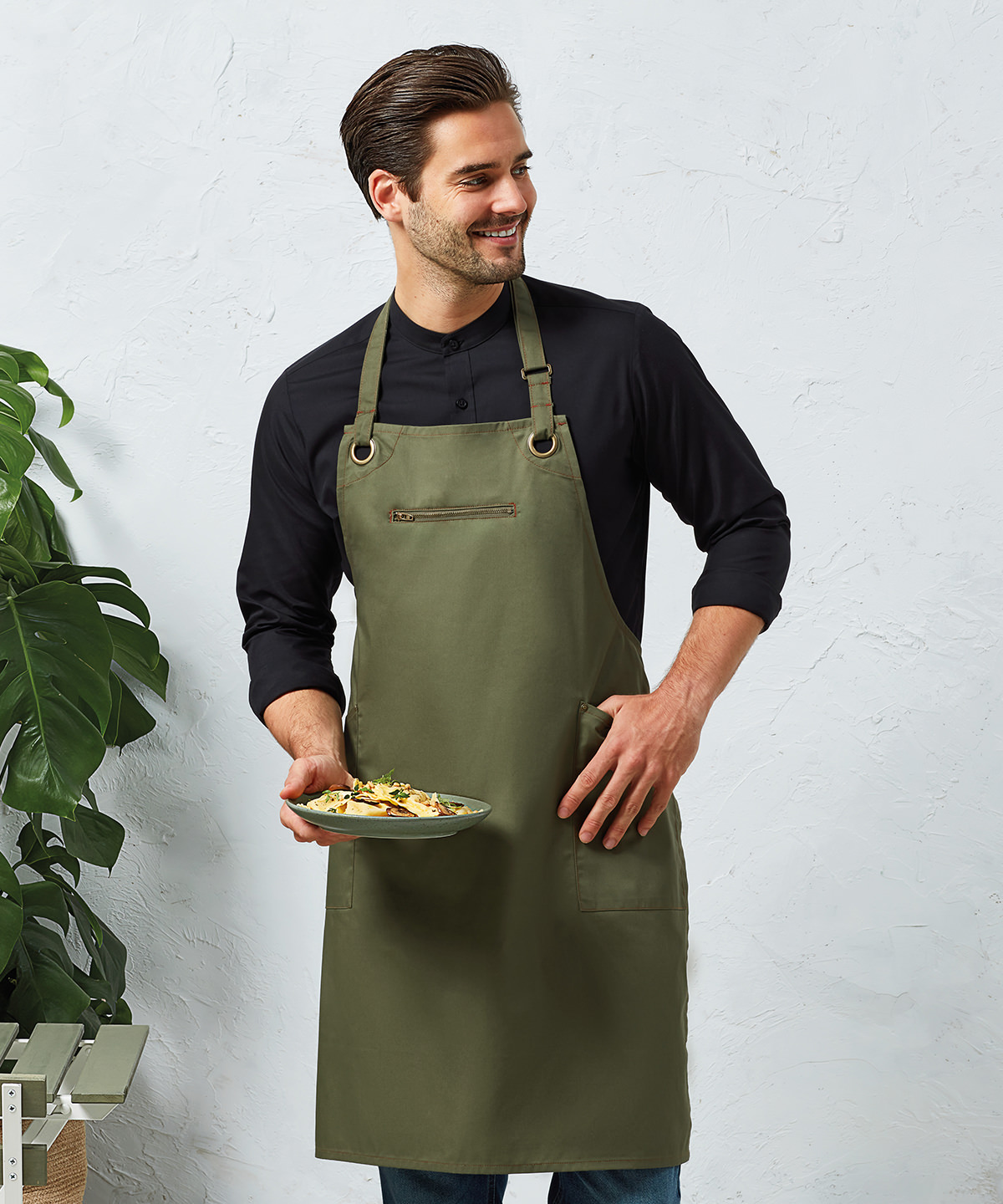 Picture of ‘Barley’ Contrast Stitch Bib Apron