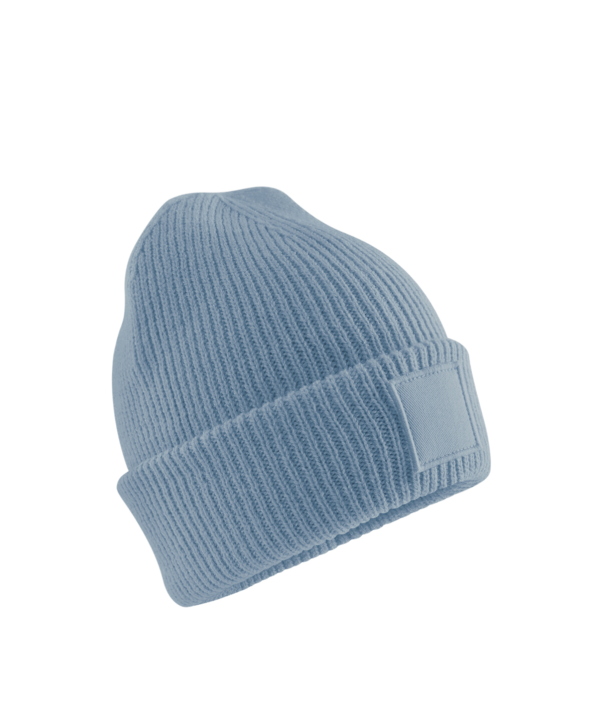 Beechfield Kids Deep Cuffed Tonal Patch Beanie B336B in Dusty Blue