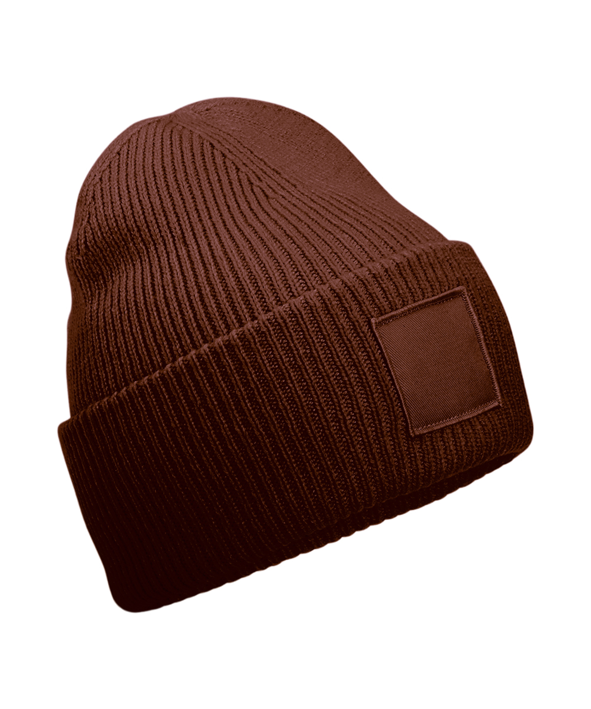 Beechfield Deep-cuffed Tonal Patch Beanie B336R in Walnut