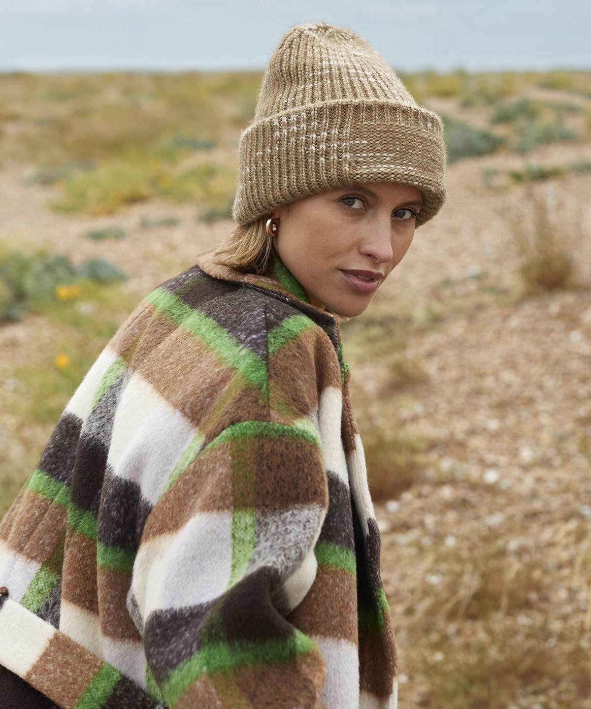 Chunky knit reverse patch beanie Chunky knit reverse patch beanie