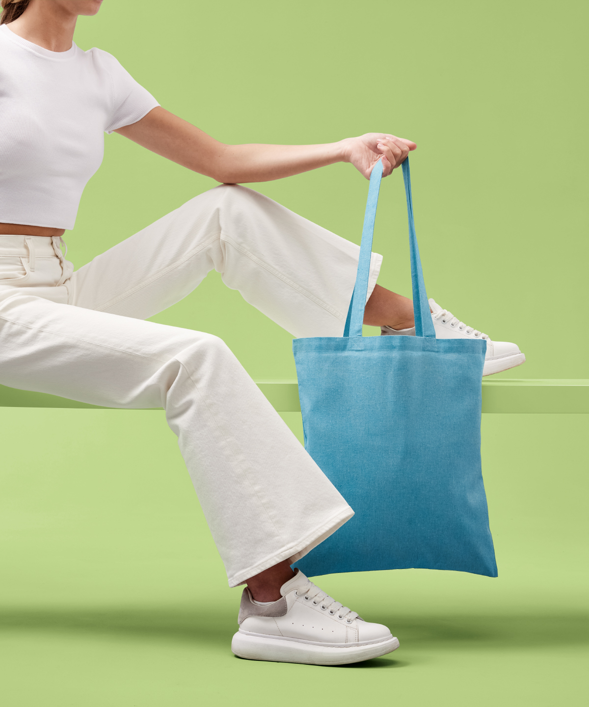 Recycled cotton shopper long handle