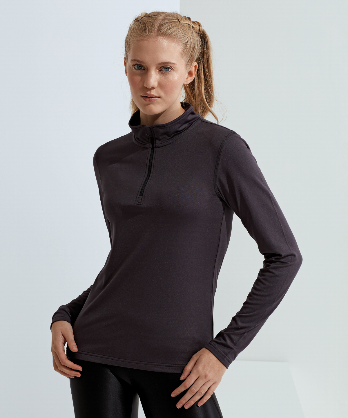 Women’s TriDri® recycled long sleeve brushed back ¼ zip top