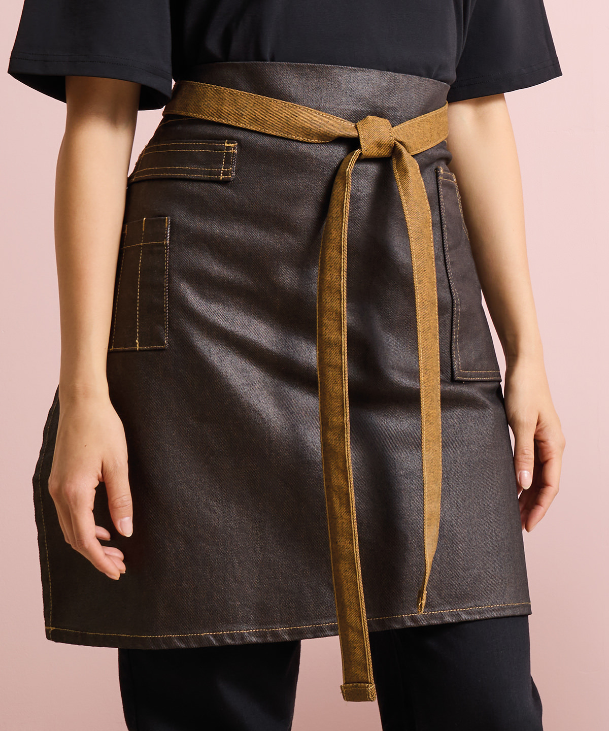 Division waxed-look denim waist apron Division waxed-look denim waist apron