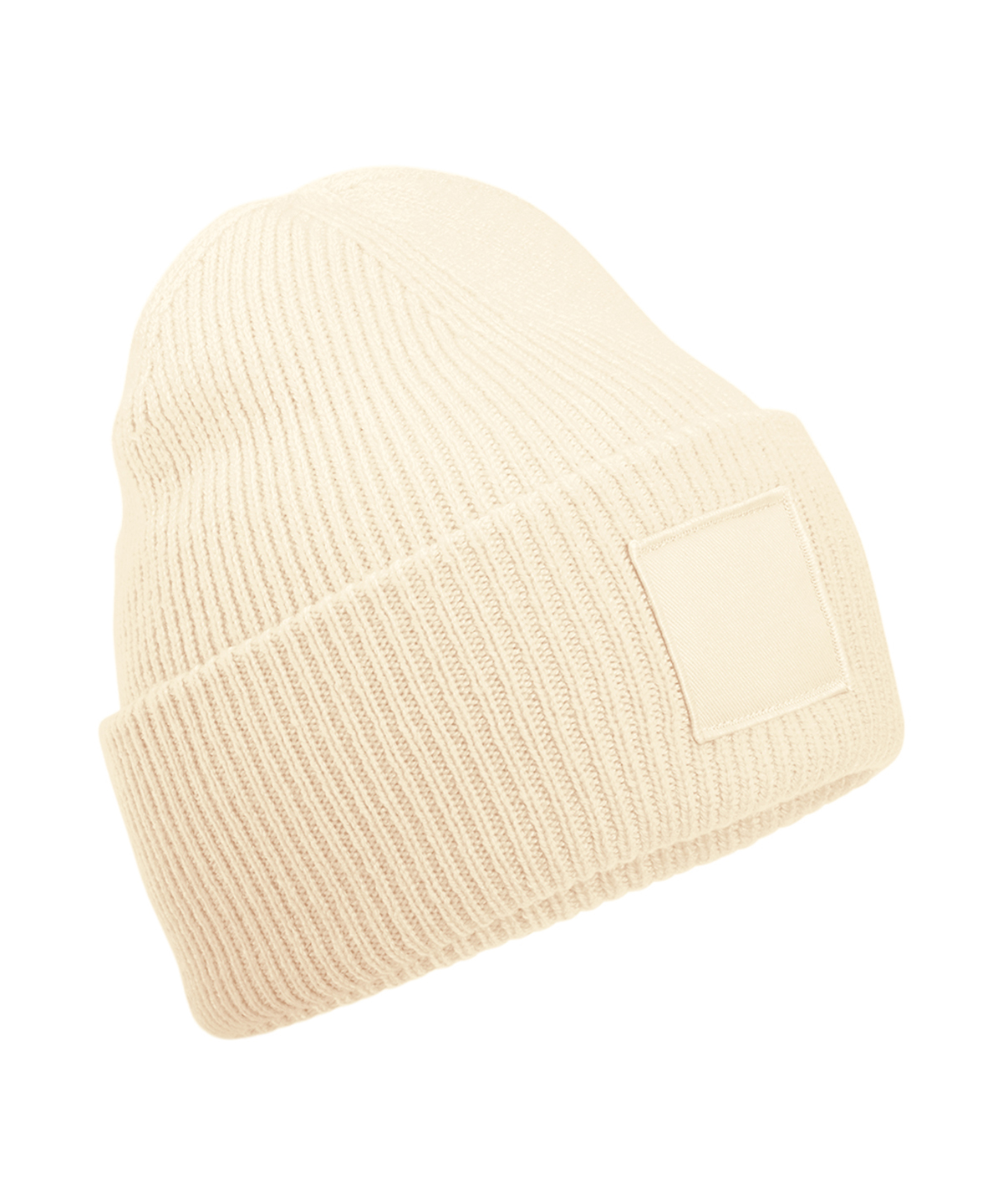 Beechfield Deep-cuffed Tonal Patch Beanie B336R in Vanilla
