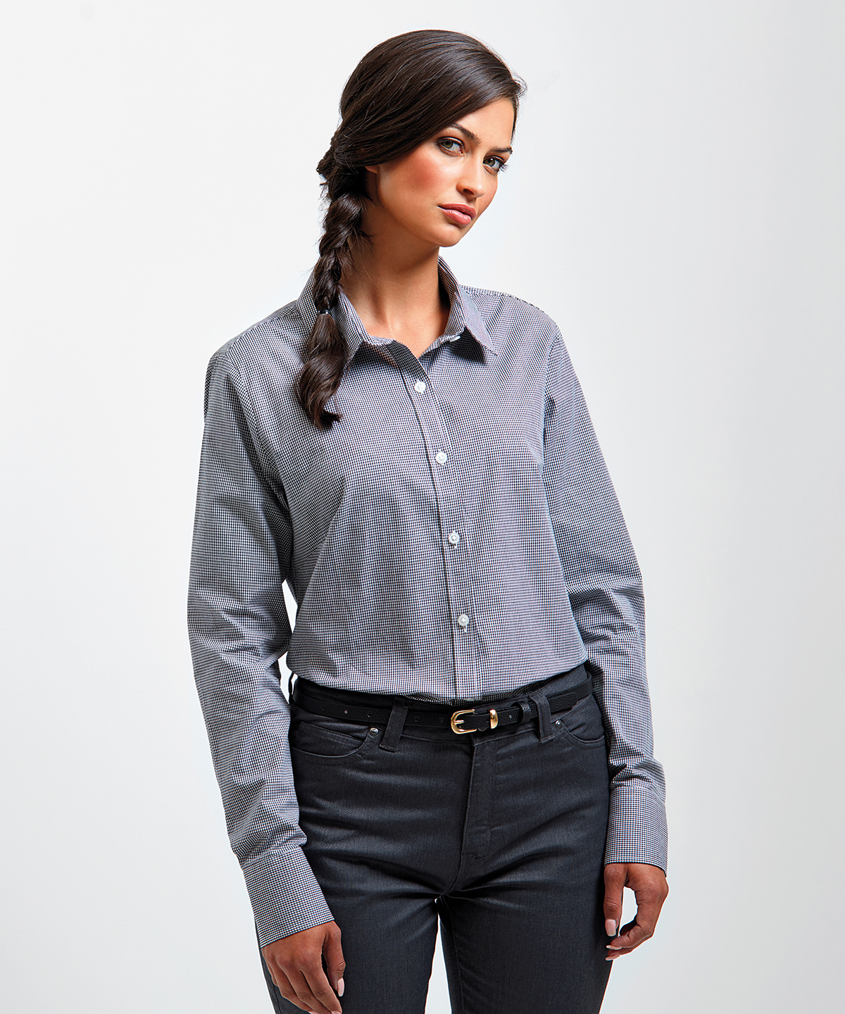 Picture of Women's Microcheck (Gingham) long sleeve cotton shirt