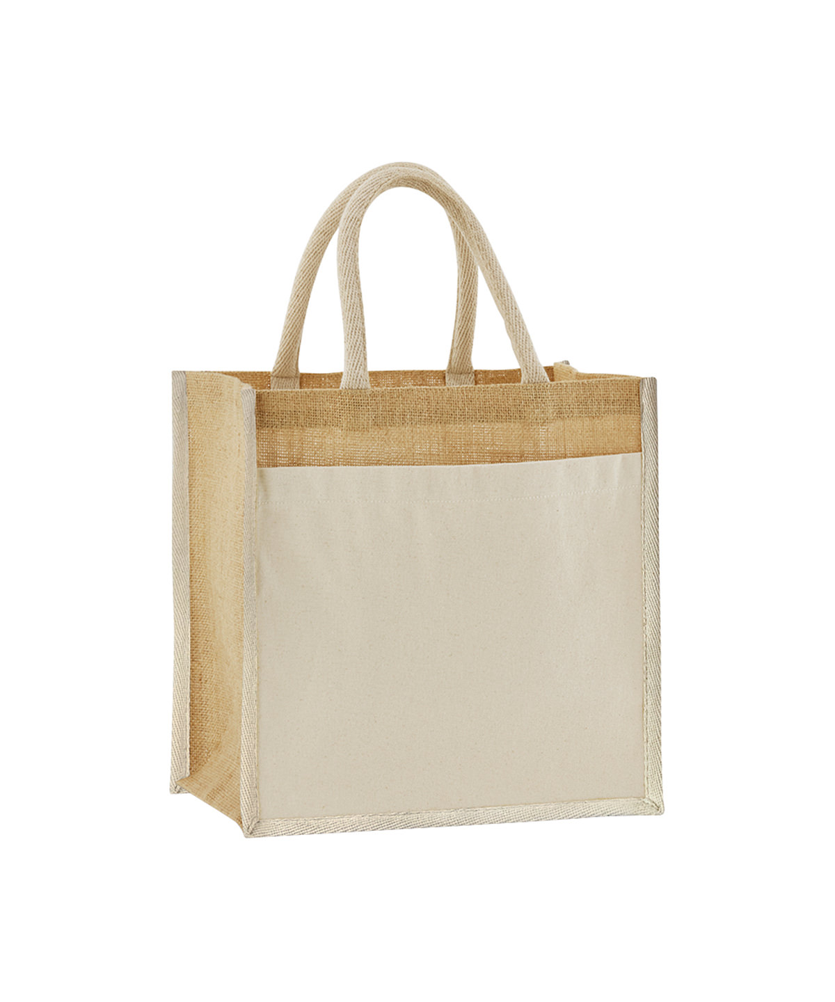 Cotton pocket natural starched jute midi tote image 2
