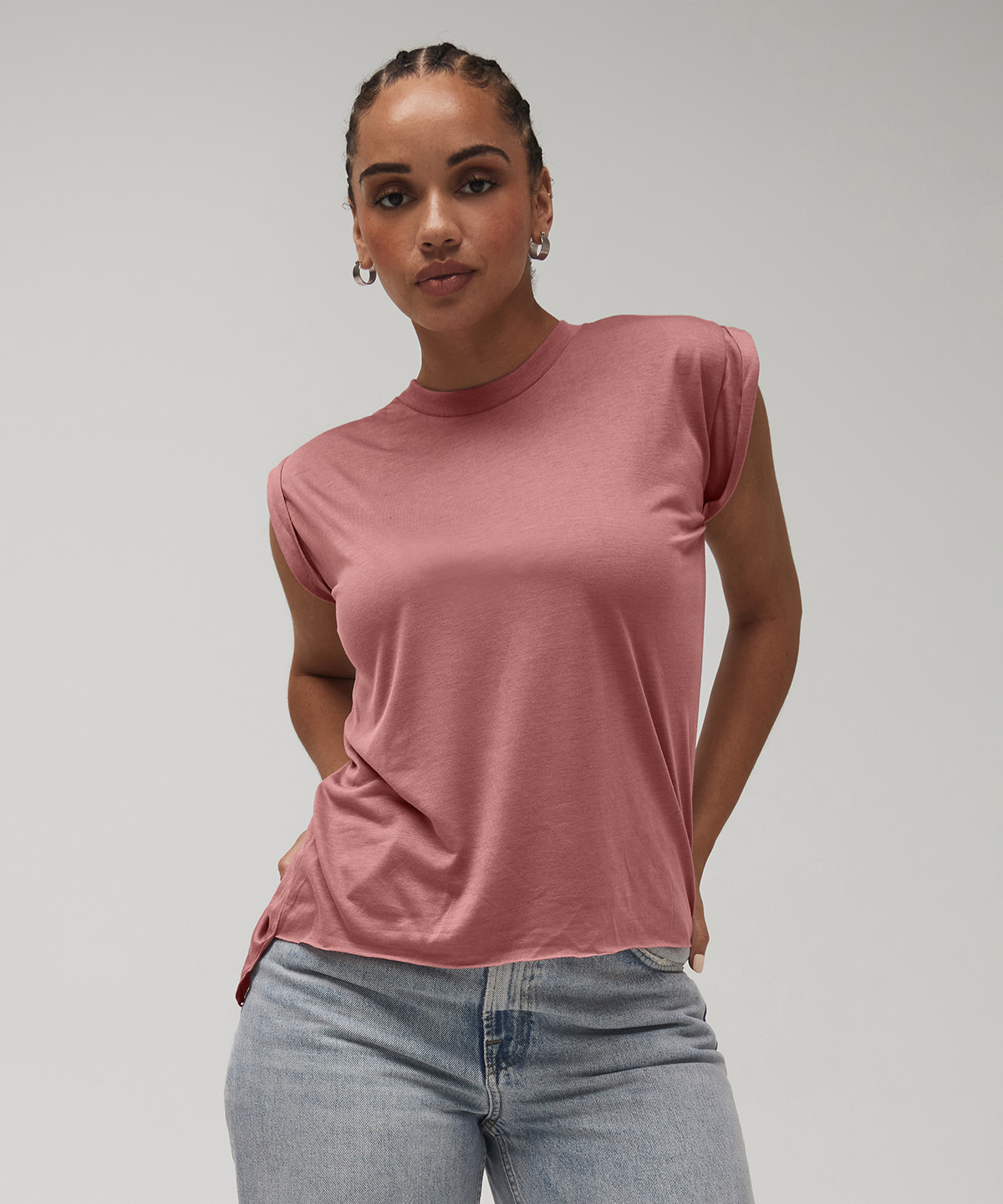 Picture of Women's flowy muscle tee with rolled cuff