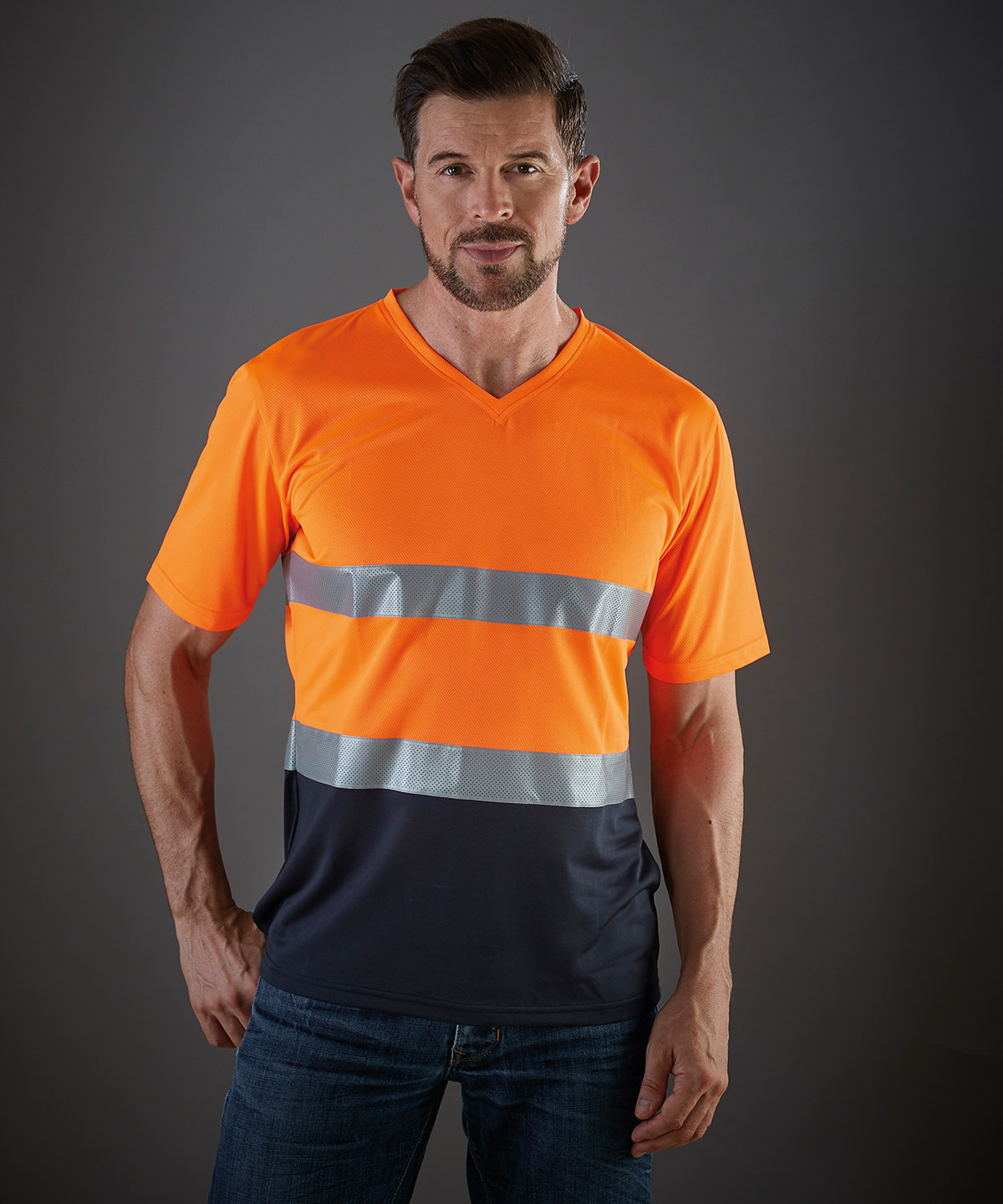 Picture of Hi-vis top cool super light v-neck t-shirt (HVJ910)