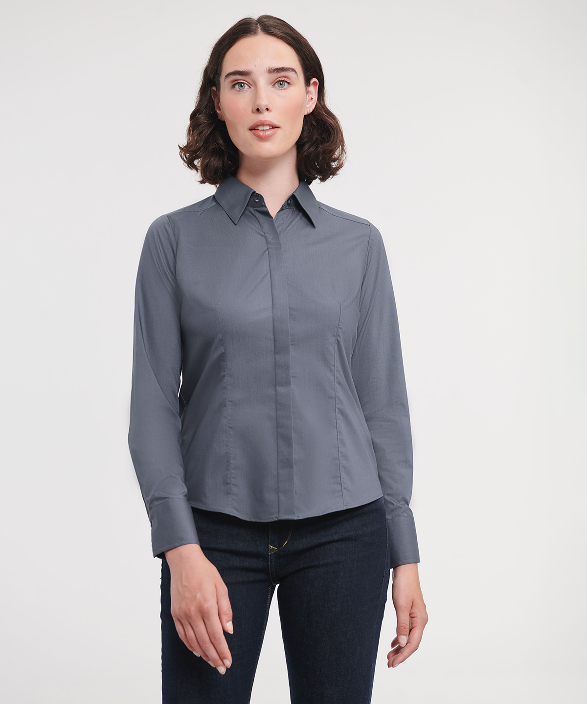 Picture of Women's long sleeve polycotton easycare fitted poplin shirt