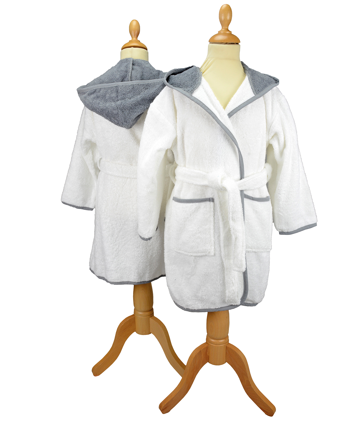 Boyzz & Girlzz® Hooded Bathrobe White/Anthracite Grey Size 1214