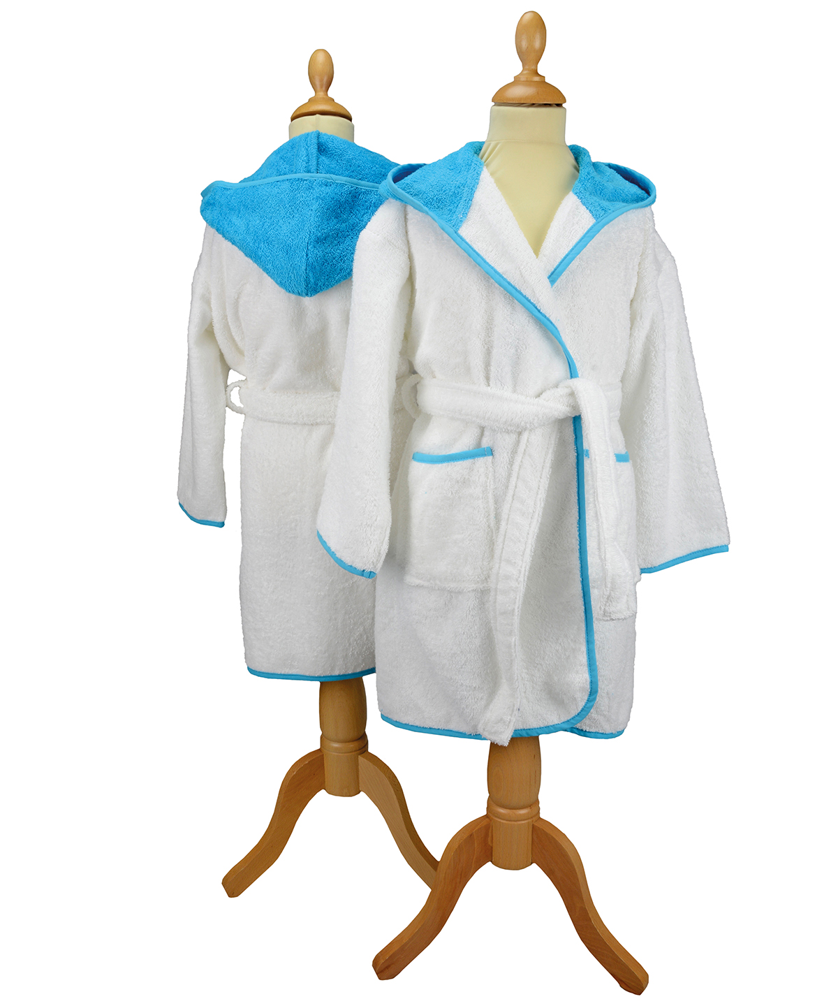 Boyzz & Girlzz® Hooded Bathrobe White/Aqua Blue Size 1214