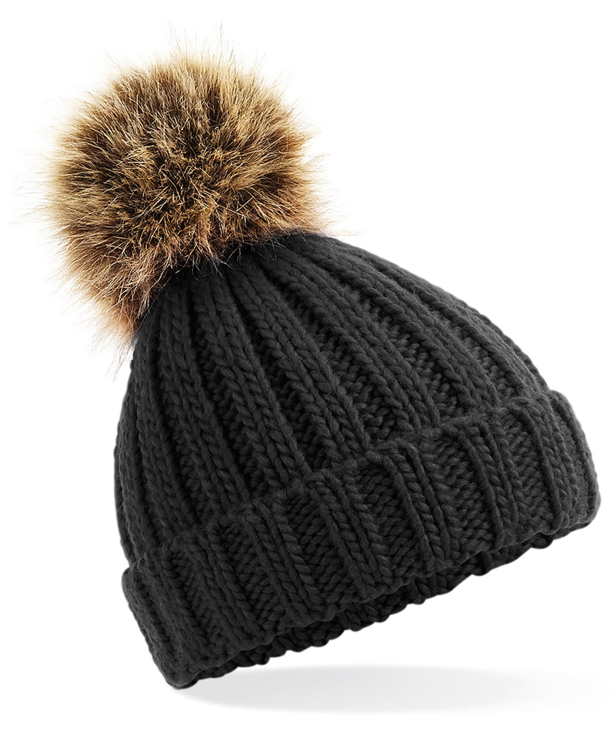 Picture of Infant/junior fur pom pom chunky beanie