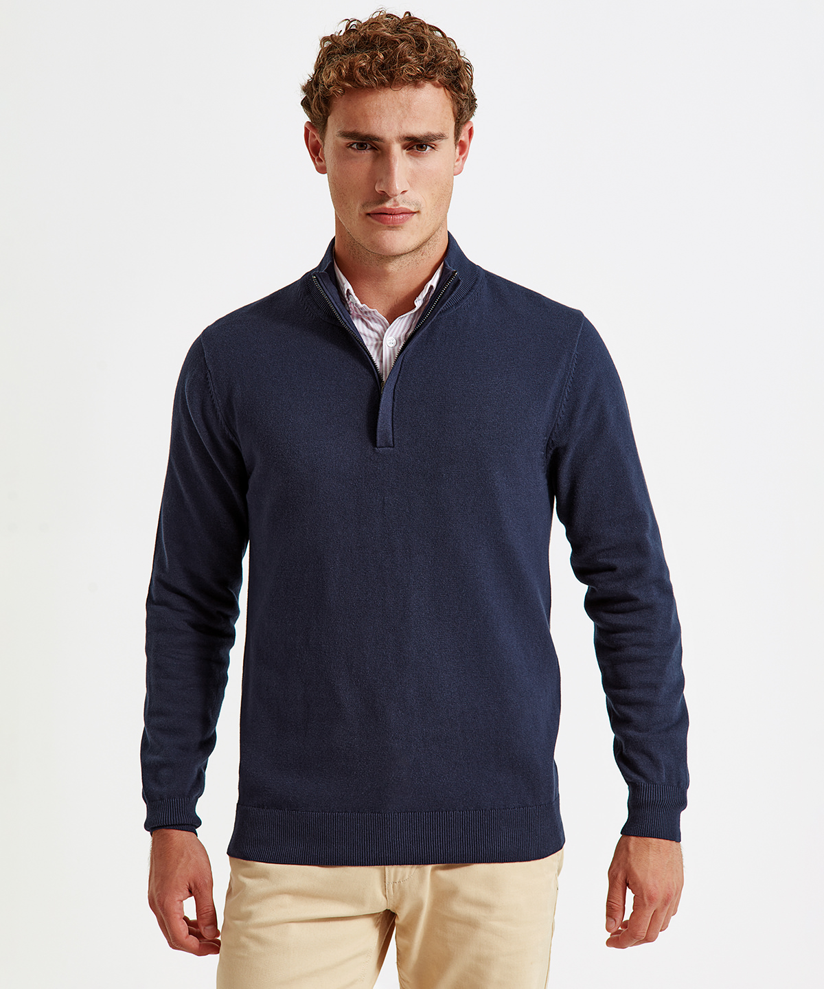 Picture of Men's cotton blend ¼ zip sweater