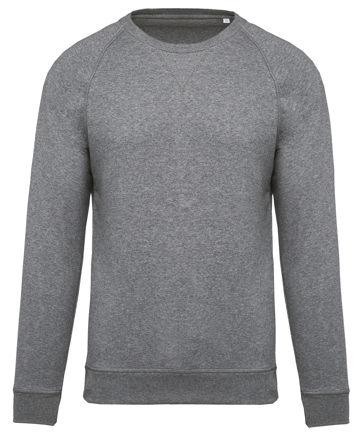 Mens Organic Cotton Crew Neck Raglan Sleeve Sweatshirt Grey Heather Size 2XLarge