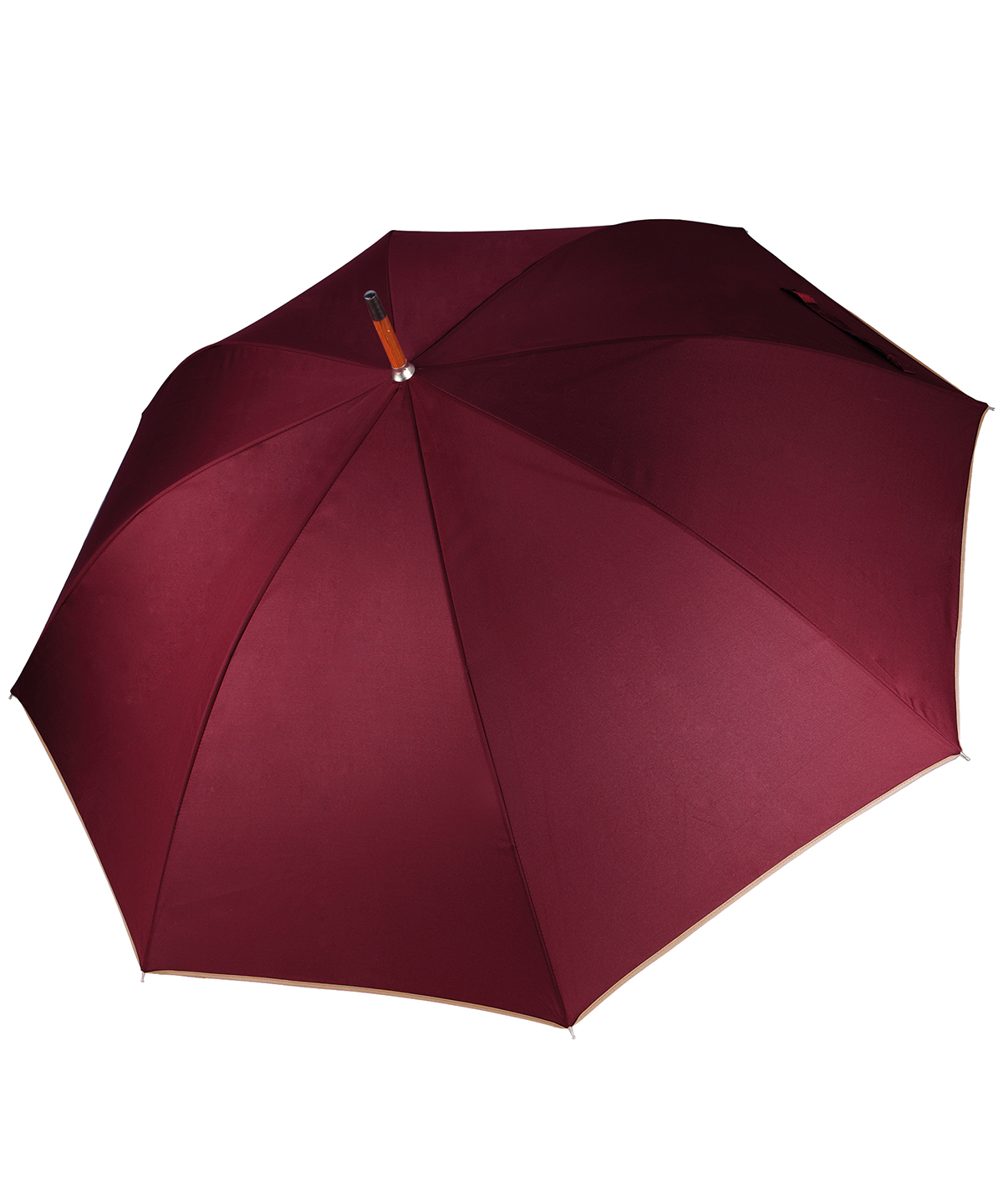 Auto Open Wooden Umbrella Burgundy/Beige Size One Size