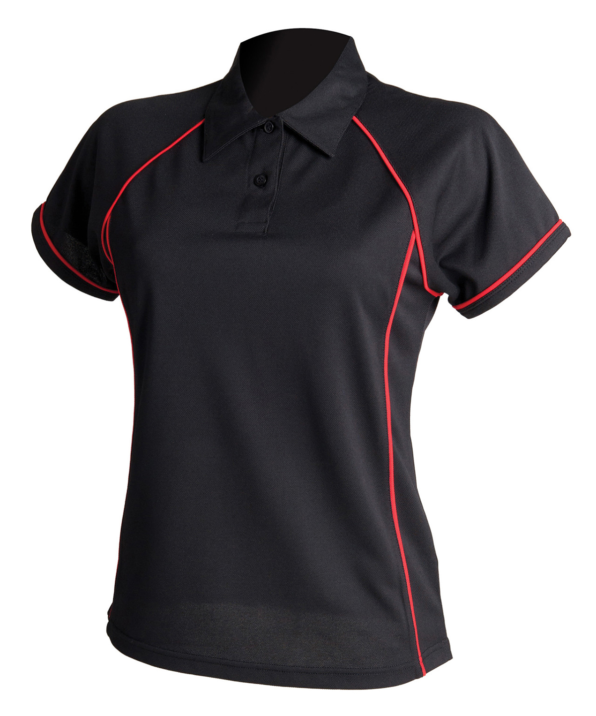 Women's piped performance polo image 3