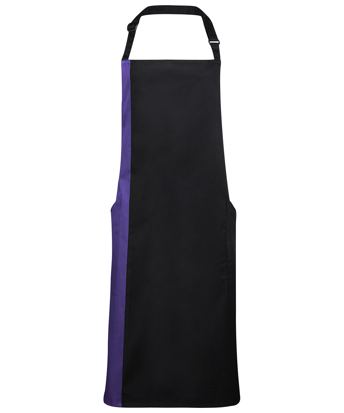 Contrast Bib Apron Black/Purple Size One Size