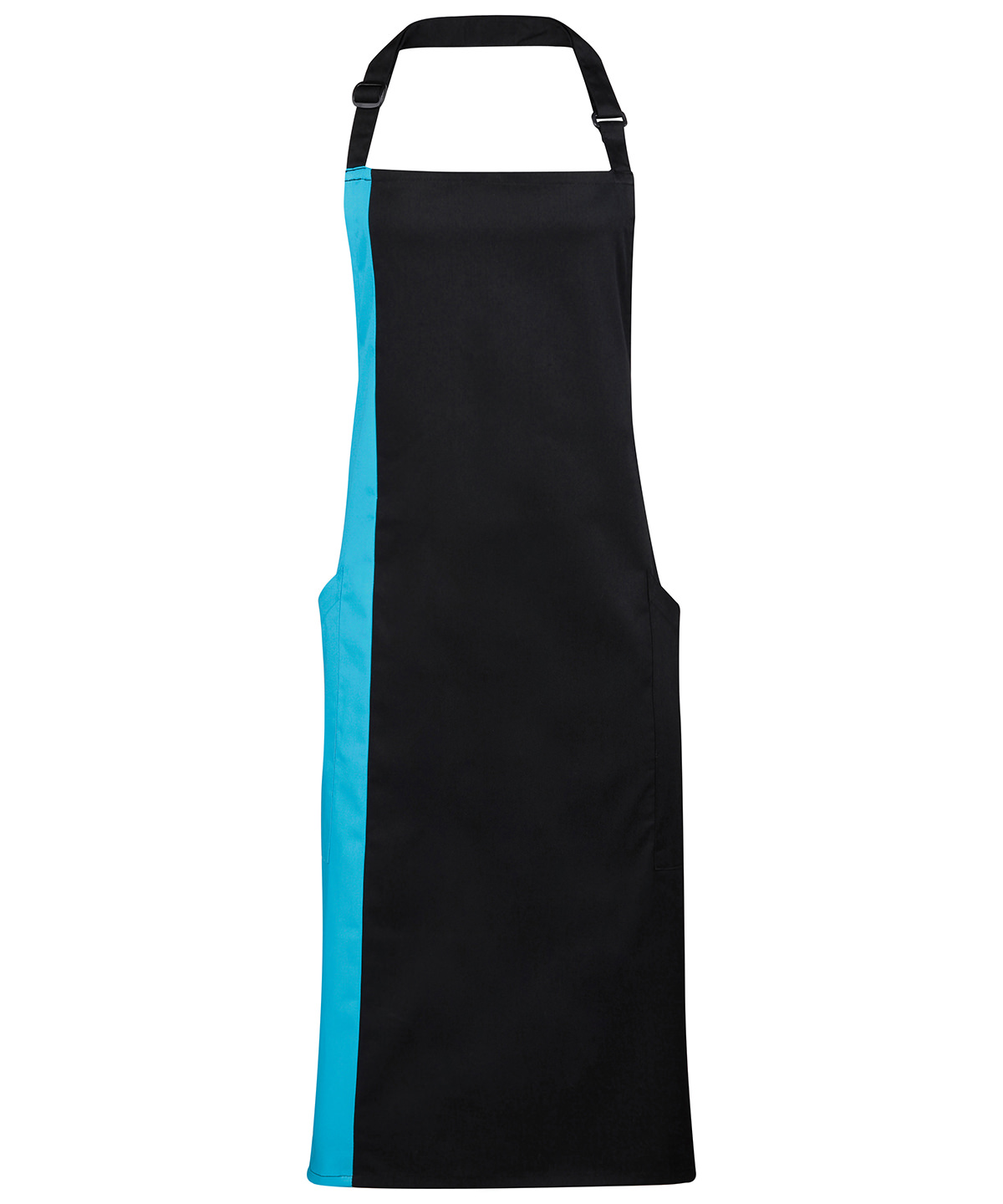 Contrast Bib Apron Black/Turquoise Size One Size