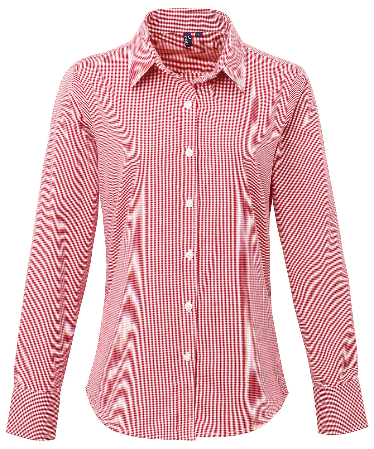 Womens Microcheck (Gingham) Long Sleeve Cotton Shirt Red/White Size 3XLarge
