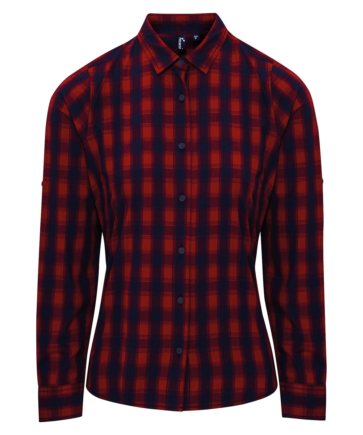 Womens Mulligan Check Cotton Long Sleeve Shirt Red/Navy Size 2XLarge
