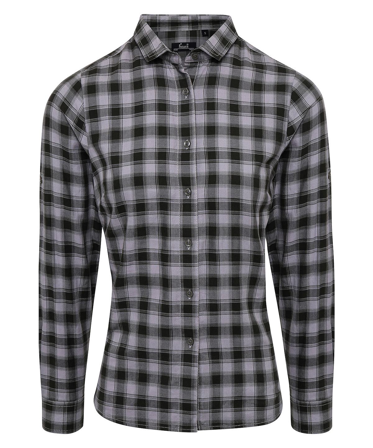 Womens Mulligan Check Cotton Long Sleeve Shirt Steel/Black Size Medium