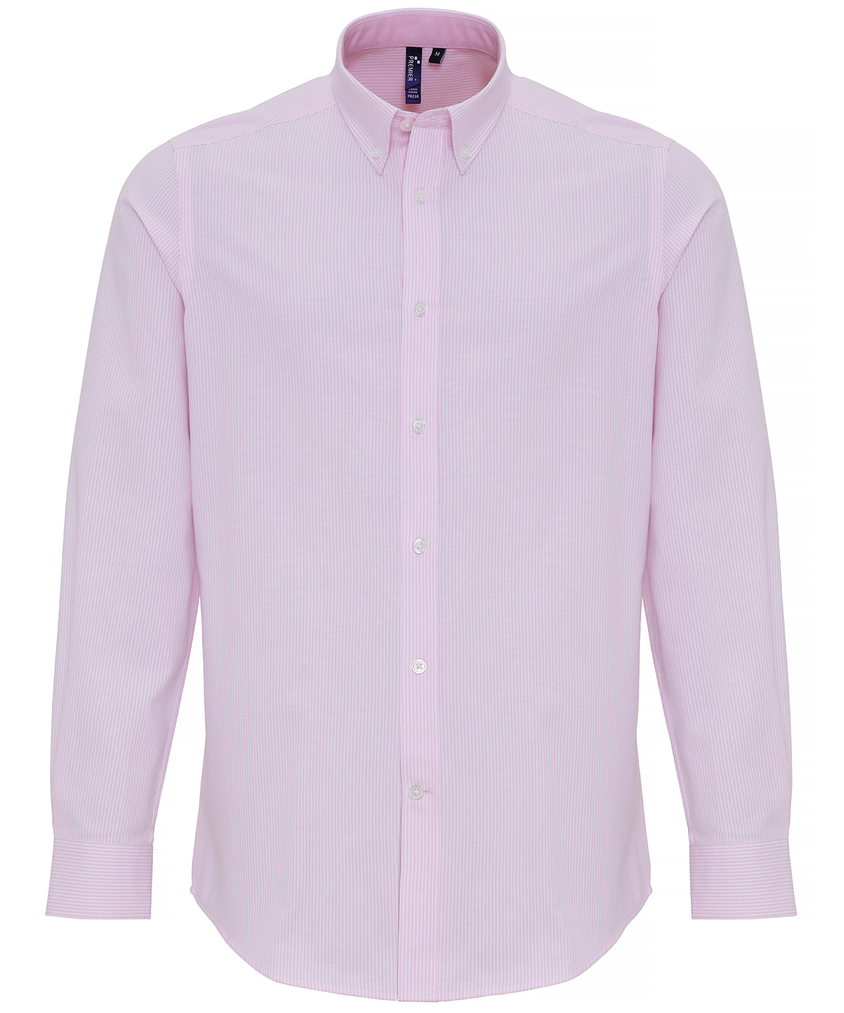 Cotton-Rich Oxford Stripes Shirt White/Pink Size Medium