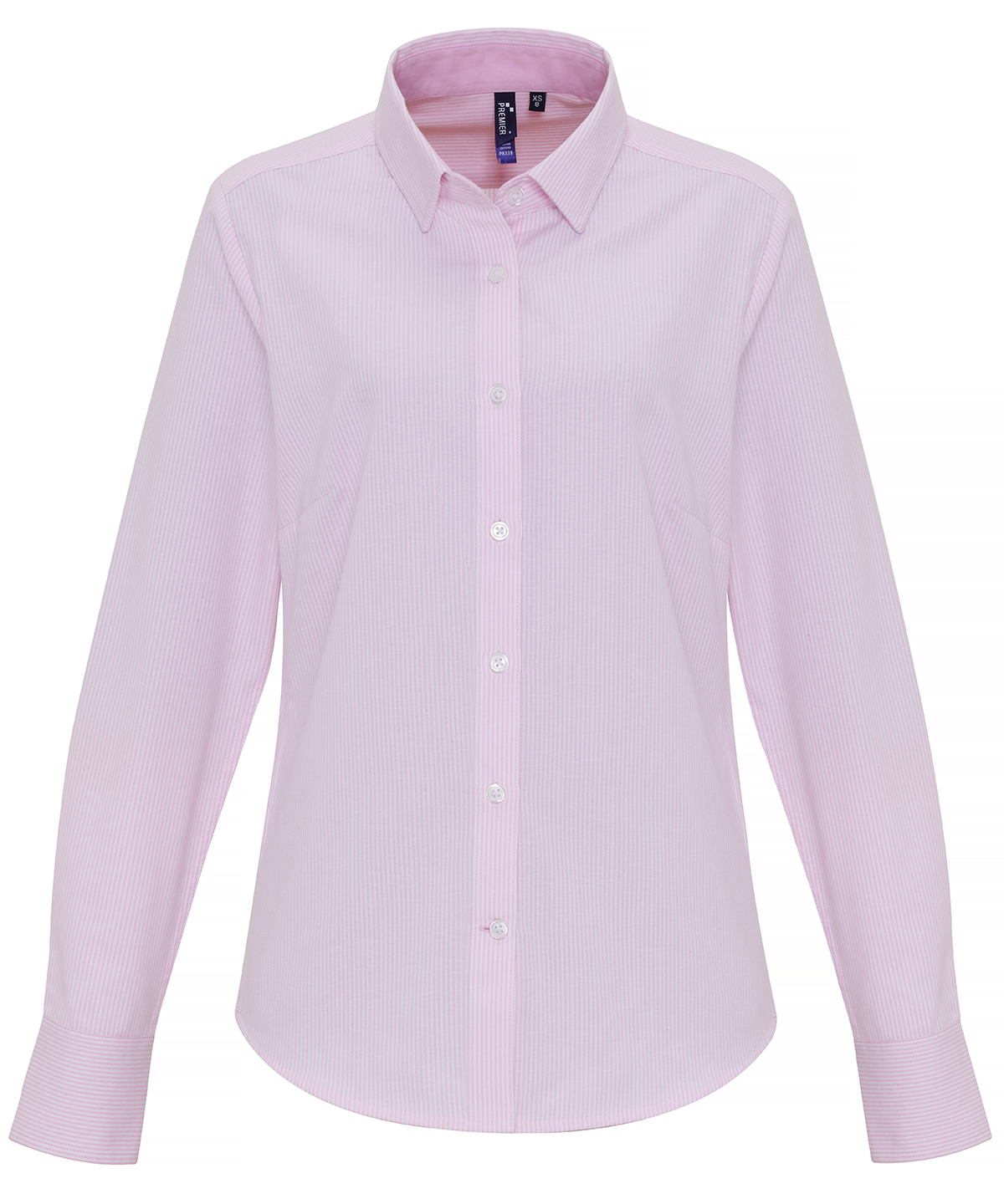 Womens Cotton-Rich Oxford Stripes Blouse White/Pink Size 2XLarge